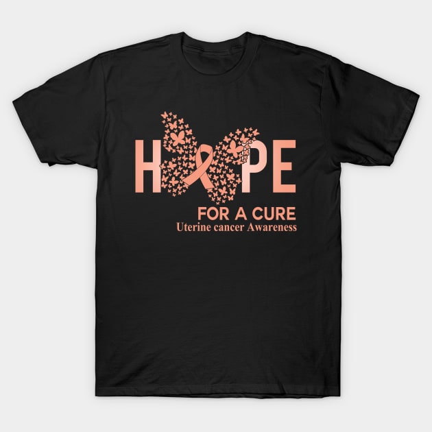 Hope For A Cure Butterfly Gift Uterine cancer 2 T-Shirt by HomerNewbergereq